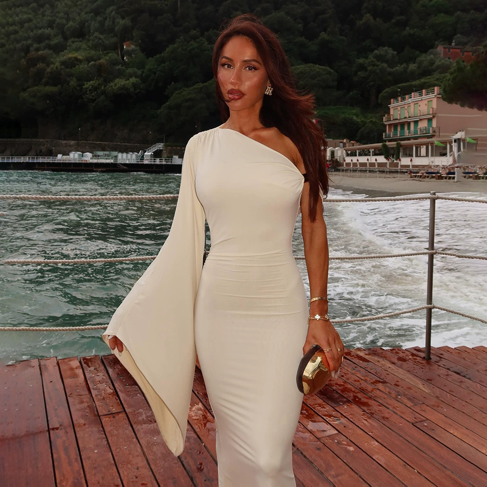 ZARA Trendy One Shoulder High Waist Slimming Dress for Fall